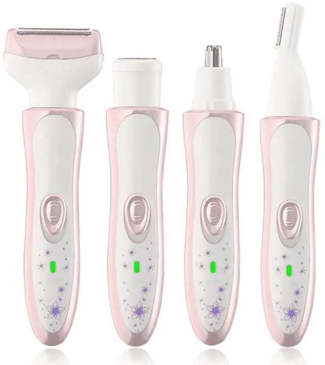 Main image of _Mega Brand 4-in-1 Electric Razor for Women  Rechargeable Bikini Trimmer, Face Shaver & Eyebrow Groomer, Wet/Dry IPX5, USB-C Fast-Charge, Rose-Gold Travel Kit.