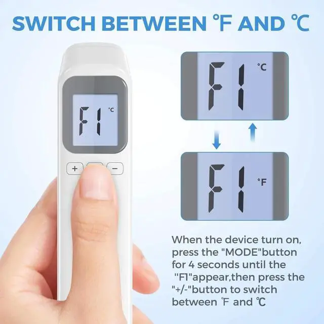 Alt view image 4 of 7 - _Mega Brand No-Touch Forehead & Object Thermometer  Instant 1-Sec IR Reading, Fever Alert, 32-Memory, °C/°F Switch, Silent Mode  Digital Baby Thermometer for Home, Clinic, Travel, School.