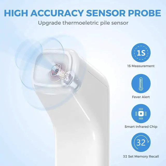 Alt view image 7 of 7 - _Mega Brand No-Touch Forehead & Object Thermometer  Instant 1-Sec IR Reading, Fever Alert, 32-Memory, °C/°F Switch, Silent Mode  Digital Baby Thermometer for Home, Clinic, Travel, School.