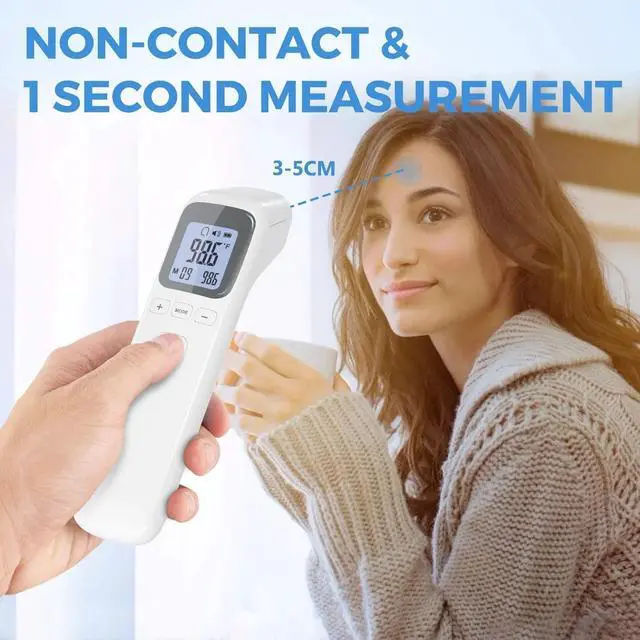 Alt view image 5 of 7 - _Mega Brand No-Touch Forehead & Object Thermometer  Instant 1-Sec IR Reading, Fever Alert, 32-Memory, °C/°F Switch, Silent Mode  Digital Baby Thermometer for Home, Clinic, Travel, School.