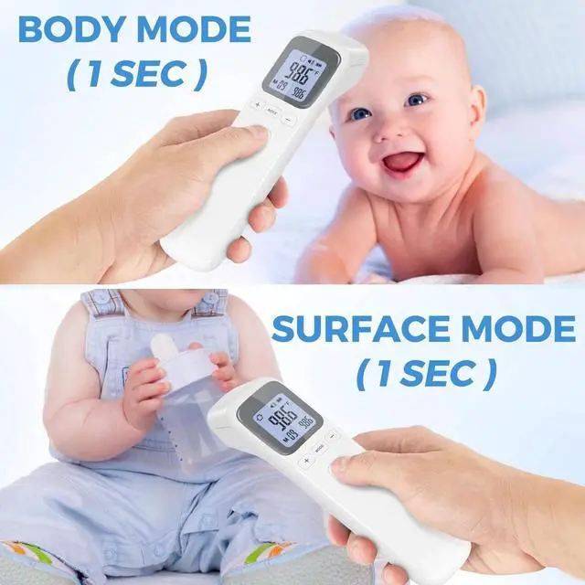 Alt view image 6 of 7 - _Mega Brand No-Touch Forehead & Object Thermometer  Instant 1-Sec IR Reading, Fever Alert, 32-Memory, °C/°F Switch, Silent Mode  Digital Baby Thermometer for Home, Clinic, Travel, School.