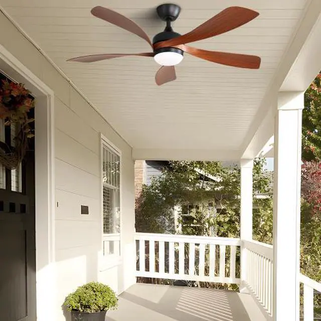 Alt view image 4 of 7 - _Mega Brand 52" Indoor Ceiling Fan with 3 Color Dimmable LED Light, 5 ABS Blades, Reversible DC Motor, Remote Control, Black