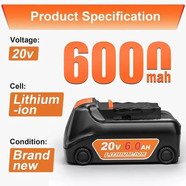 Alt view image 3 of 7 - _Mega Brand For DeWalt 20V MAX 6.0Ah Lithium Ion Battery 4-Pack DCB205, DCB206 - High-Capacity, Long-Lasting Power for Cordless Tools.
