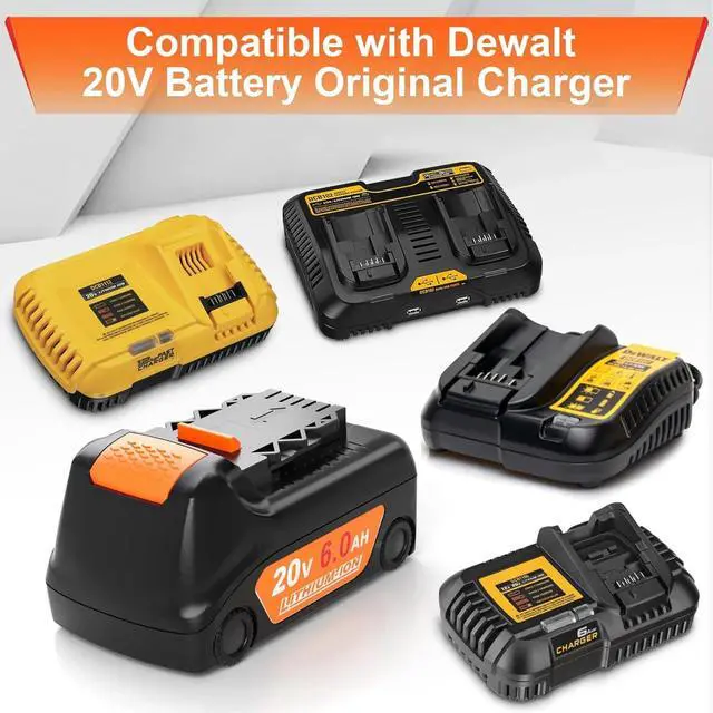 Alt view image 6 of 7 - _Mega Brand For DeWalt 20V MAX 6.0Ah Lithium Ion Battery 4-Pack DCB205, DCB206 - High-Capacity, Long-Lasting Power for Cordless Tools.
