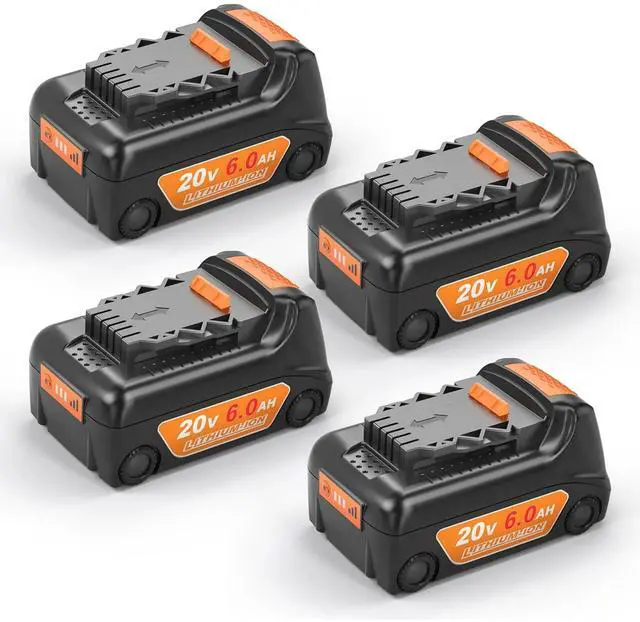 Main image of _Mega Brand For DeWalt 20V MAX 6.0Ah Lithium Ion Battery 4-Pack DCB205, DCB206 - High-Capacity, Long-Lasting Power for Cordless Tools.