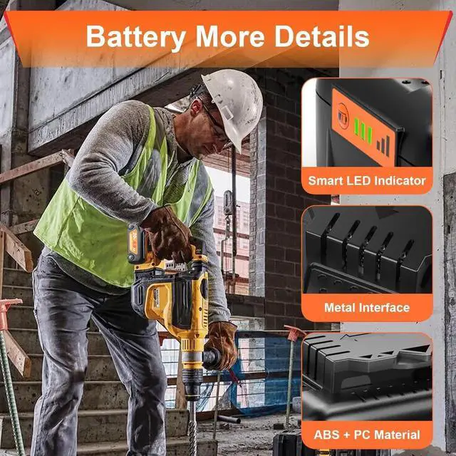 Alt view image 7 of 7 - _Mega Brand For DeWalt 20V MAX 6.0Ah Lithium Ion Battery 4-Pack DCB205, DCB206 - High-Capacity, Long-Lasting Power for Cordless Tools.