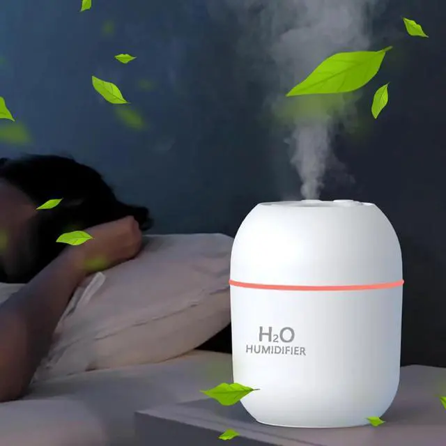 Alt view image 3 of 7 - _Mega Brand 220 ml Portable Mini Cool Mist Humidifier  USB Personal Desktop Humidifier for Baby Bedroom, Travel, Office & Home | 2 Mist Modes, 7-Color LED, Auto Shut-Off, Super Quiet, BPA-Free White
