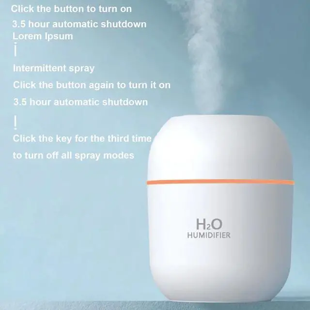 Alt view image 7 of 7 - _Mega Brand 220 ml Portable Mini Cool Mist Humidifier  USB Personal Desktop Humidifier for Baby Bedroom, Travel, Office & Home | 2 Mist Modes, 7-Color LED, Auto Shut-Off, Super Quiet, BPA-Free White