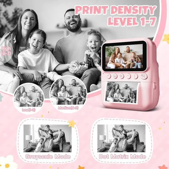 Alt view image 4 of 7 - _Mega Brand Kids Camera Instant Print  48MP Digital Camera with 3.0" IPS Screen, 1080P Video, 2×3" Zero-Ink Printer & 32GB Card  3-12 Year Old Girls & Boys Birthday/Christmas Gift (Pink).