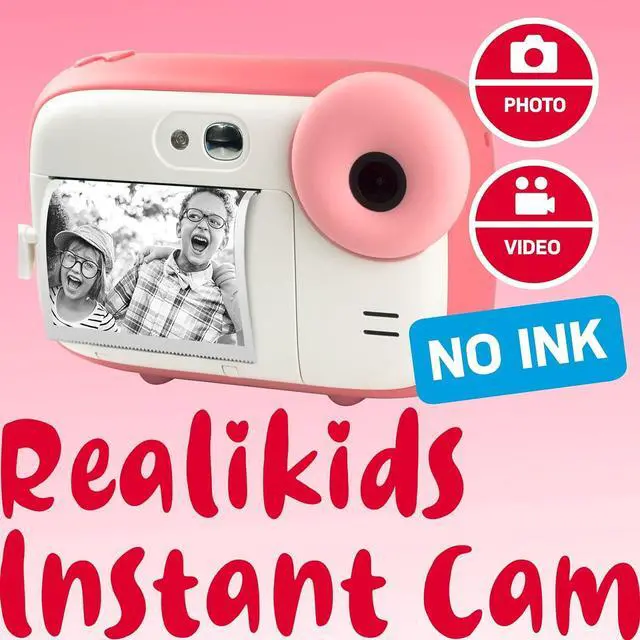 Alt view image 2 of 7 - _Mega Brand AGFA Realikids Instant Cam  15MP Kids Instant Print Camera & 1080P HD Video Recorder, 2.4" LCD, Zero-Ink B&W Thermal Printing, Selfie Mirror, 32GB Micro-SD Slot, Pink Gift for Ages 3-12.