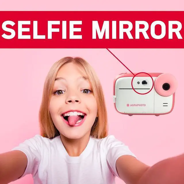 Alt view image 6 of 7 - _Mega Brand AGFA Realikids Instant Cam  15MP Kids Instant Print Camera & 1080P HD Video Recorder, 2.4" LCD, Zero-Ink B&W Thermal Printing, Selfie Mirror, 32GB Micro-SD Slot, Pink Gift for Ages 3-12.