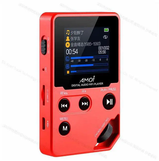 Alt view image 5 of 7 - Amoi C10 Hi-fi Stereo Music MP3 Player HD Lossless Mini Sports Jogging DAC MP4 Support Radio TF DSD eBook Recorder Trackwheel Walkman Red 128 GB
