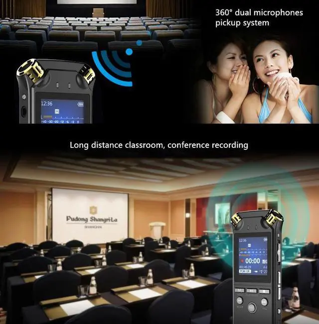Alt view image 6 of 7 - Shmci D50 Professional Mini High Quality PCM Audio Dictaphone 9216Kbps Dual Microphones Digital Voice-Activated USB Recorder Pen