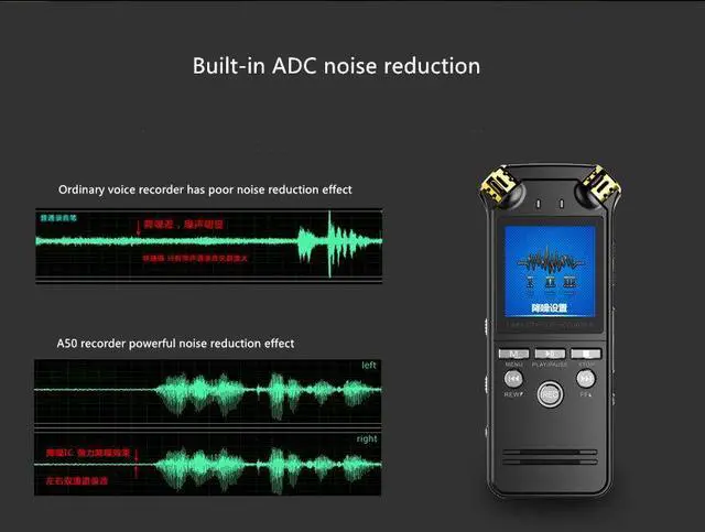 Alt view image 6 of 7 - Shmci D50 Professional Mini High Quality PCM Audio Dictaphone 9216Kbps Dual Microphones Digital Voice-Activated USB Recorder Pen 128GB