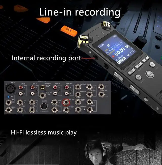 Alt view image 7 of 7 - Shmci D50 Professional Mini High Quality PCM Audio Dictaphone 9216Kbps Dual Microphones Digital Voice-Activated USB Recorder Pen 128GB