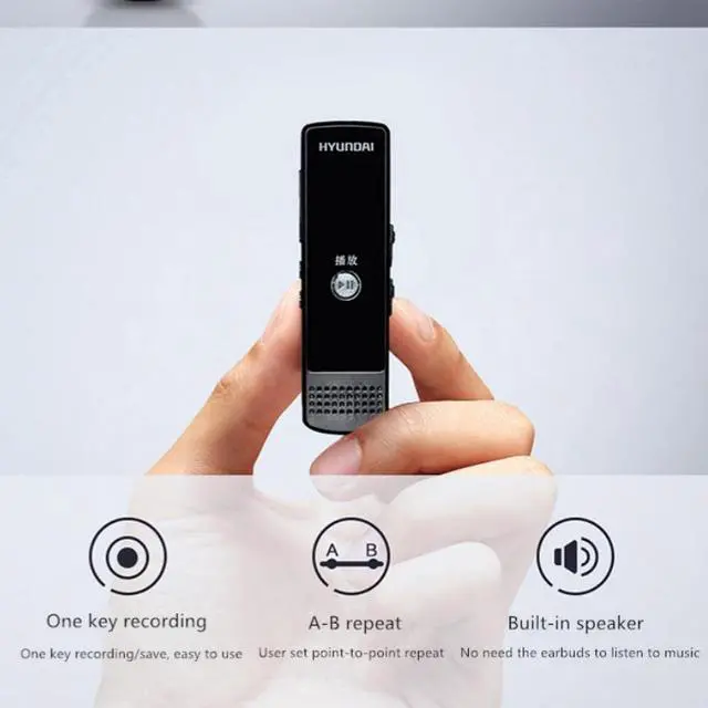 Alt view image 6 of 7 - Hyundai IT E666 Professional Digital Voice Recorder AGC Smart Audio Activated Long Distance Recording HD Noise Reduction Dictaphone 32GB