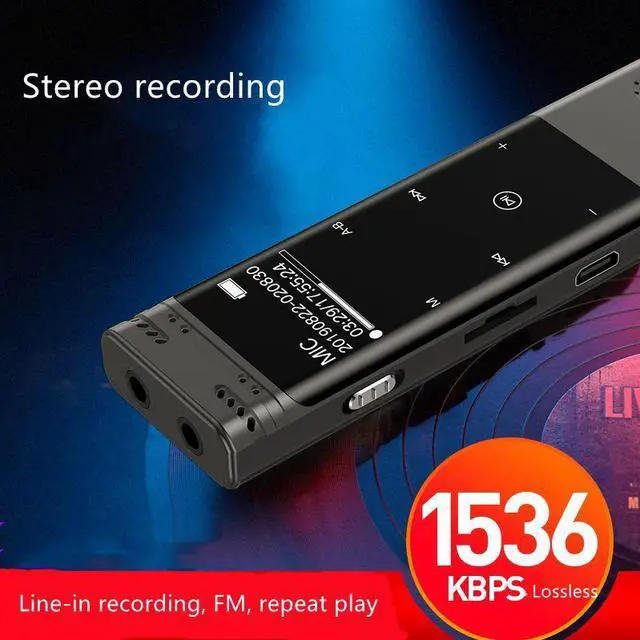 Alt view image 3 of 7 - Rendmmsn R80 Professional 1536Kbps Digital Voice-Activated Recorder FM Radio MP3 Player Dual Mic Stereo Record Mini Dictaphone