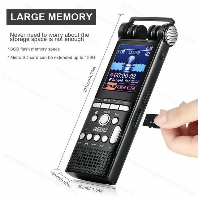 Alt view image 4 of 7 - Rendmmsn X26 Digital voice recorders Factory All-metal 32G conference digital high-definition noise-canceling Audio Record Dictaphone