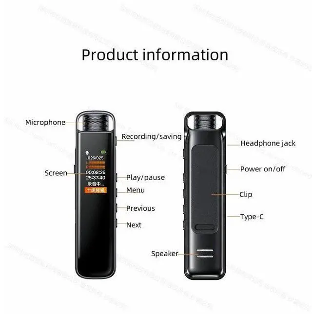 Alt view image 7 of 7 - Geili-88 Long Time Endurance HD Denoise Clip Digital Voice Audio Recorder Learning Business Meeting Interview Wedding Dictaphone 128GB