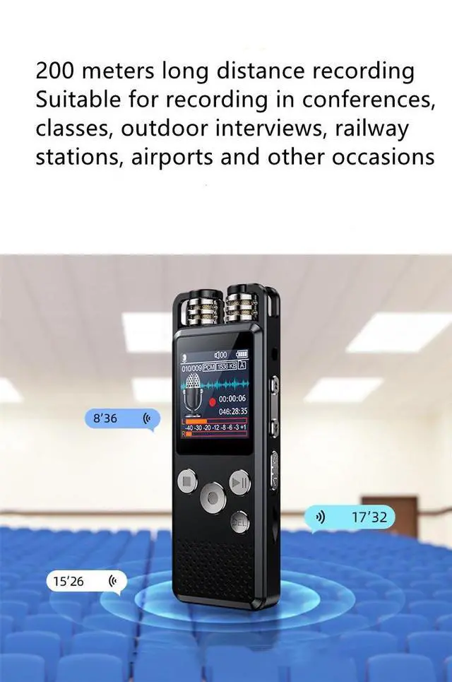 Alt view image 6 of 7 - Rendmmsn KP666 Professional Dictaphone Clear Voice-Activated Digital Recorder PCM Stereo Variable Speed Player Meeting Recording