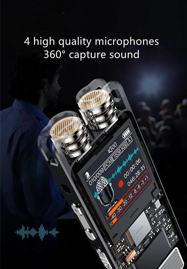 Alt view image 5 of 7 - Rendmmsn KP666 Professional Dictaphone Clear Voice-Activated Digital Recorder PCM Stereo Variable Speed Player Meeting Recording