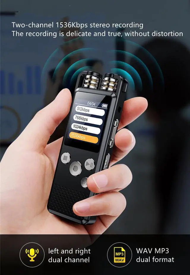 Alt view image 2 of 7 - Rendmmsn KP666 Professional Dictaphone Clear Voice-Activated Digital Recorder PCM Stereo Variable Speed Player Meeting Recording 64GB