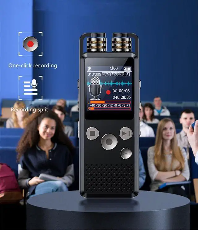 Alt view image 6 of 7 - Rendmmsn KP666 Professional Dictaphone Clear Voice-Activated Digital Recorder PCM Stereo Variable Speed Player Meeting Recording 128GB