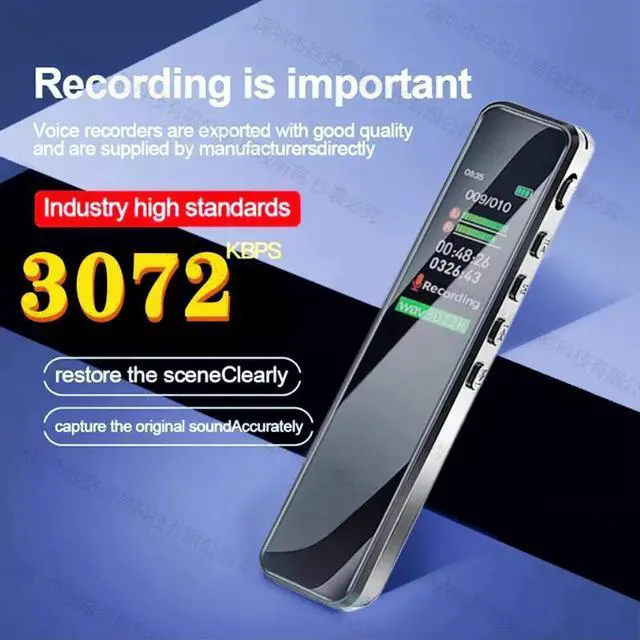 Alt view image 4 of 7 - GL-82 Professional Mini Digital Voice Recorder Activated MP3 Stereo Audio Ultrathin Slim Portable 3072Kbps with Timing Dictaphone 16GB