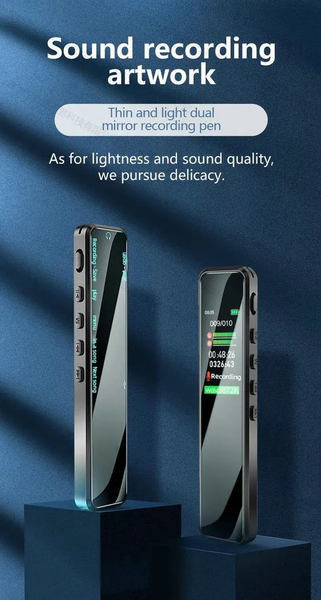 Alt view image 5 of 7 - GL-82 Professional Mini Digital Voice Recorder Activated MP3 Stereo Audio Ultrathin Slim Portable 3072Kbps with Timing Dictaphone 16GB
