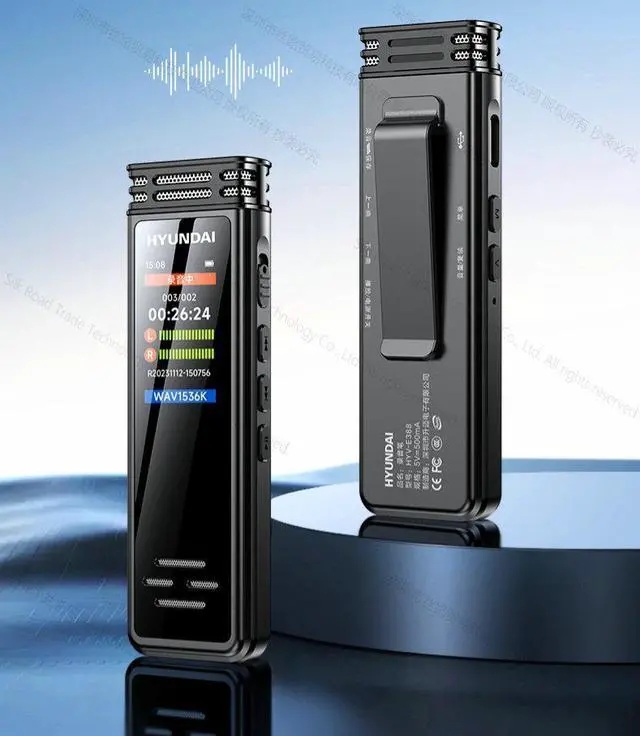 Alt view image 7 of 7 - Yescool E388 Professional Dictaphone Clip HD Stereo Noise Reduction Voice-Activated Dual Mic Voice Recorder Line-in Timed Business Meeting Class Lecture Home Sound recording