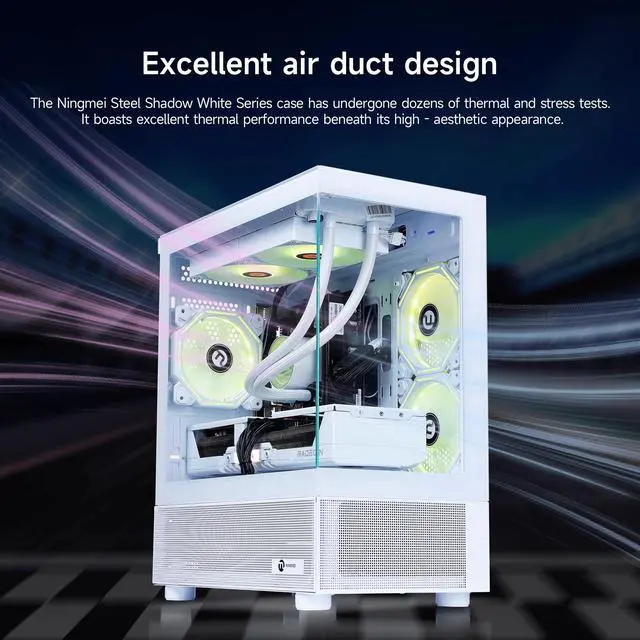 Alt view image 3 of 7 - NINGMEI Gaming PC Desktop, Ryzen 7 7800X3D 4.2 GHz (5GHz Turbo Boost), AMD RX 9070 XT 16GB GDDR6, 1TB Gen4 NVMe SSD, 32GB DDR5 RAM 6000 ,240mm ARGB AIO, 850W GOLD PSU, Wi-Fi, Win 11 Home