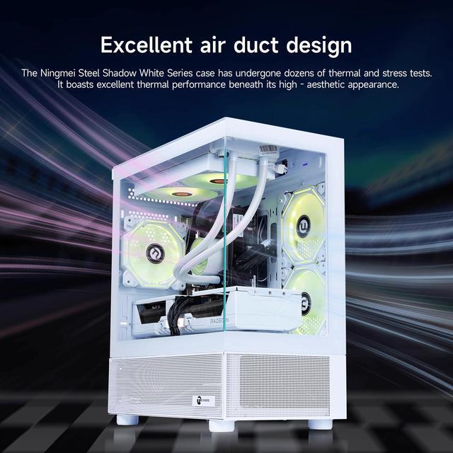 Alt view image 3 of 7 - NINGMEI Gaming PC Desktop, Ryzen 7 7800X3D 4.2 GHz (5GHz Turbo Boost), AMD RX 9070 XT 16GB GDDR6, 1TB Gen4 NVMe SSD, 32GB DDR5 RAM 6000 ,240mm ARGB AIO, 850W GOLD PSU, Wi-Fi, Win 11 Home