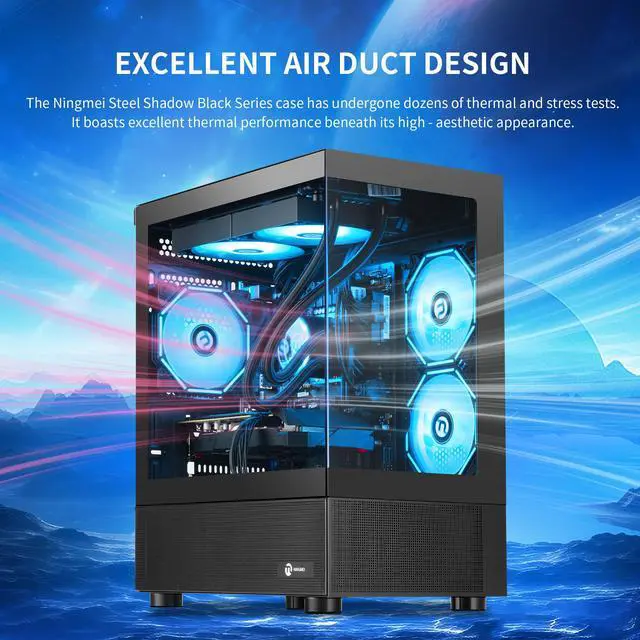 Alt view image 4 of 7 - NINGMEI Gaming PC Desktop, Ryzen 7 9700X 3.8 GHz (5.5GHz Turbo), NVIDIA RTX 5070 12GB, 1TB NVMe SSD, 32GB DDR5 RAM 6000MHz, 750W ATX 3 PSU, 240mm ARGB AIO , Wi-Fi, Windows 11 Home Black