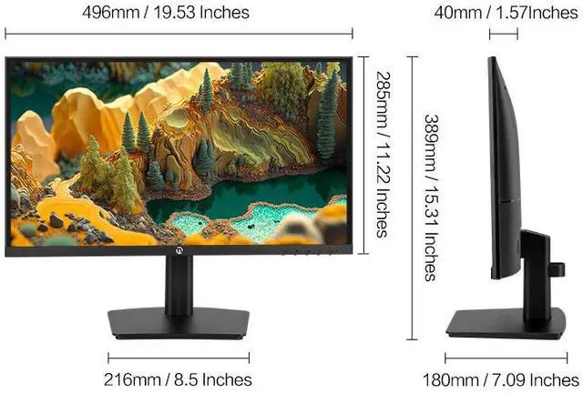 Alt view image 3 of 7 - NINGMEI SD20VF-VE 21.5-Inch 1080P FHD for 16:9 Widescreen Monitor, Low Blue Light / 75Hz / 72%NTSC / HDTV&VGA, Support Wall Hanging, Computer Monitor for Gaming & Home & Office