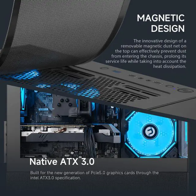 Alt view image 3 of 7 - Ningmei Gaming Desktop Computer PC, AMD Ryzen 7 5700X, RTX 5060 Ti 8G, 32GB DDR4 RAM, 1TB NVME SSD, 240 Liquid Cooler, 650W PSU, Wi-Fi, ARGB Fans , Game Design Office, Windows 11 Home , Gaming PC