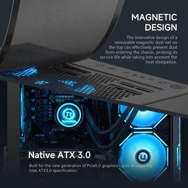 Alt view image 3 of 7 - NINGMEI Gaming PC Desktop, Ryzen 7 7800X3D 4.2 GHz (5GHz Turbo Boost), AMD RX 9070 XT 16GB GDDR6, 2TB Gen4 NVMe SSD, 32GB DDR5 RAM 6000 ,240mm ARGB AIO, 850W GOLD PSU, Wi-Fi, Win 11 Home,Black