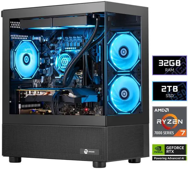 NINGMEI Gaming PC Desktop, Ryzen 7 7800X3D 4.2 GHz (5GHz Turbo Boost), NVIDIA RTX 5070 12GB GDDR7, 2TB Gen4 NVMe SSD, 32GB DDR5 RAM 6000 ,240mm ARGB AIO, 750W PSU, Wi-Fi, Win 11 Home,Black