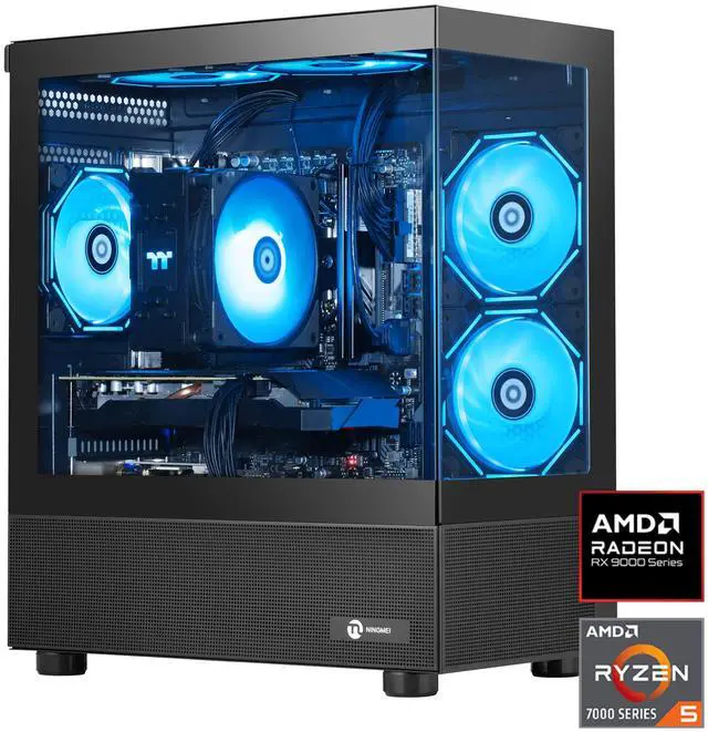 NINGMEI Lumishore Gaming PC - AMD Ryzen 5 7500F - RX 9060 XT 16G