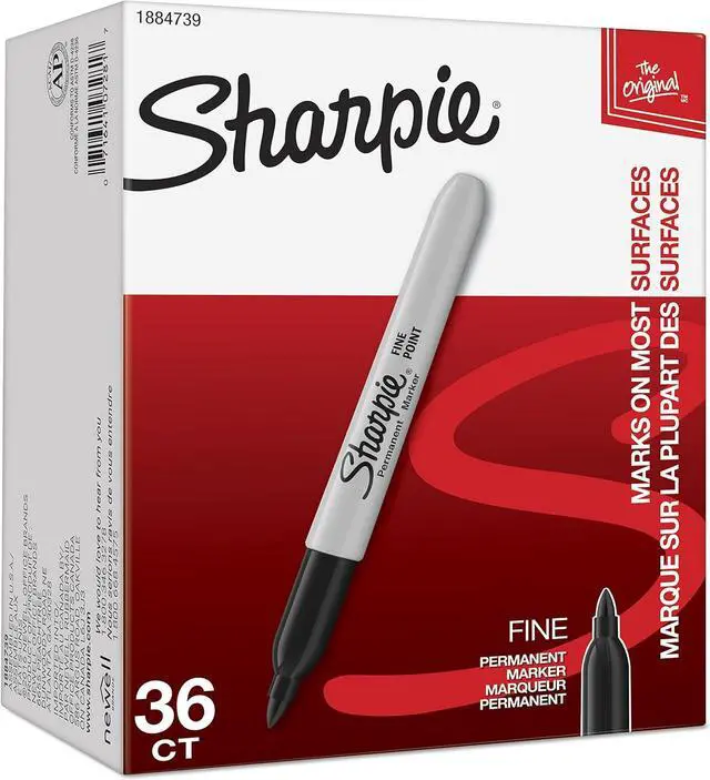 Main image of Sharpie Permanent Markers, Fine Point, Black, 36 Count