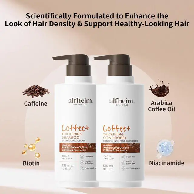 Alt view image 3 of 7 - Alfheim Caffeine Shampoo & Conditioner Set | Energizing Hair Care with Biotin & Niacinamide | Strengthens Strands & Supports Scalp Balance | Sulfate-Free, Ideal for Oily Scalp & Fine Hair | 18 oz Each