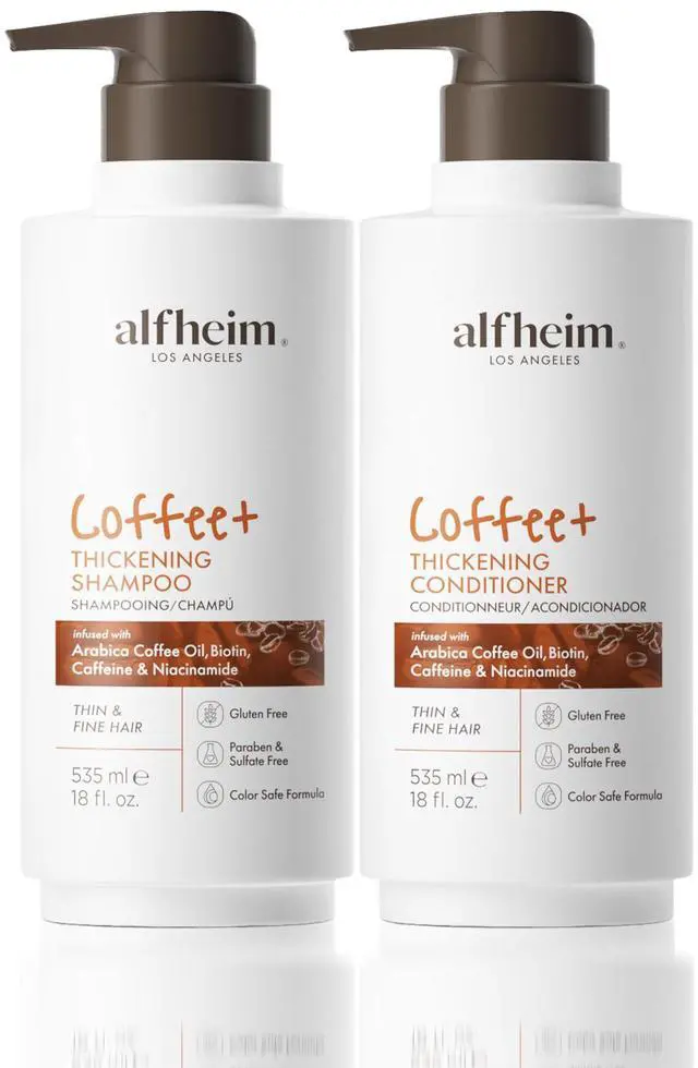 Main image of Alfheim Caffeine Shampoo & Conditioner Set | Energizing Hair Care with Biotin & Niacinamide | Strengthens Strands & Supports Scalp Balance | Sulfate-Free, Ideal for Oily Scalp & Fine Hair | 18 oz Each