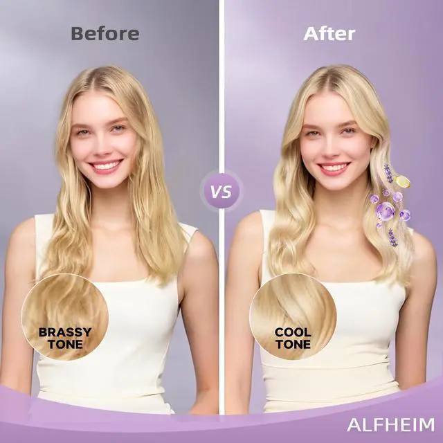 Alt view image 2 of 7 - ALFHEIM Lavender+ Purple Shampoo & Conditioner Travel Set | Tone-Correcting for Blonde, Silver & Gray Hair | Neutralizes Brass & Yellow Tones | Moisturizes, Protects Color & Adds Shine | 1.18oz*2