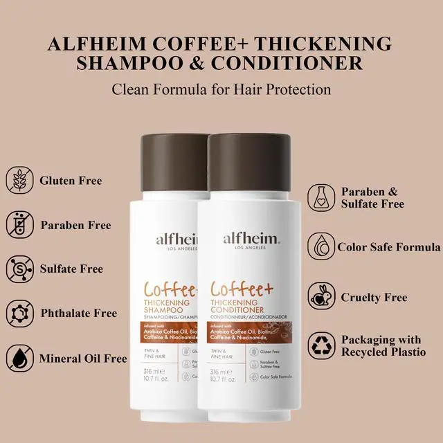 Alt view image 5 of 7 - Alfheim Caffeine Shampoo and Conditioner Set | Strengthens Hair & Supports Scalp Health | Biotin & Niacinamide for Thicker, Fuller Hair | Sulfate-Free for Oily Scalp & Thinning Hair | 10.7 oz Each