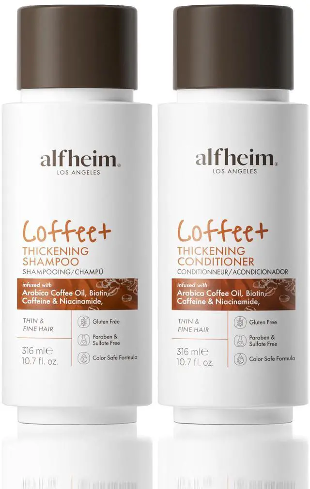 Main image of Alfheim Caffeine Shampoo and Conditioner Set | Strengthens Hair & Supports Scalp Health | Biotin & Niacinamide for Thicker, Fuller Hair | Sulfate-Free for Oily Scalp & Thinning Hair | 10.7 oz Each