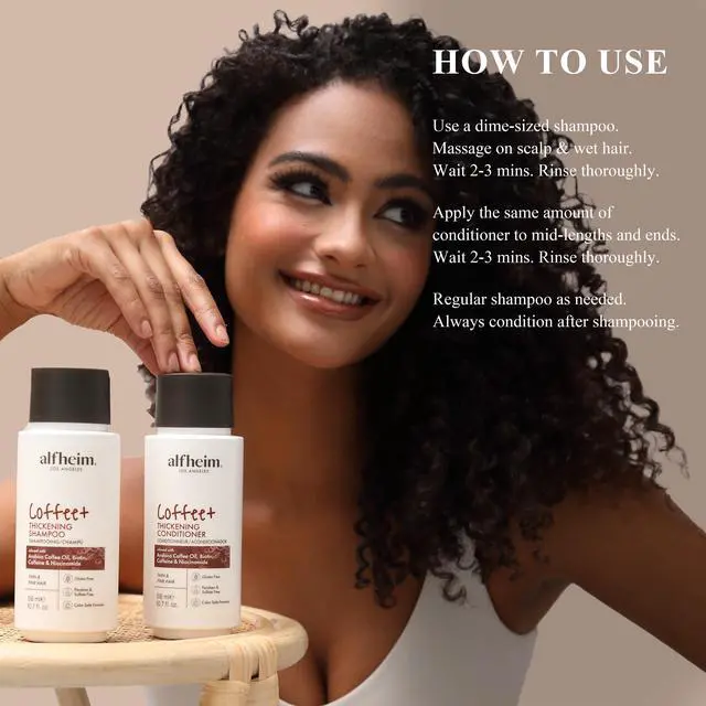 Alt view image 3 of 7 - Alfheim Caffeine Shampoo and Conditioner Set | Strengthens Hair & Supports Scalp Health | Biotin & Niacinamide for Thicker, Fuller Hair | Sulfate-Free for Oily Scalp & Thinning Hair | 10.7 oz Each