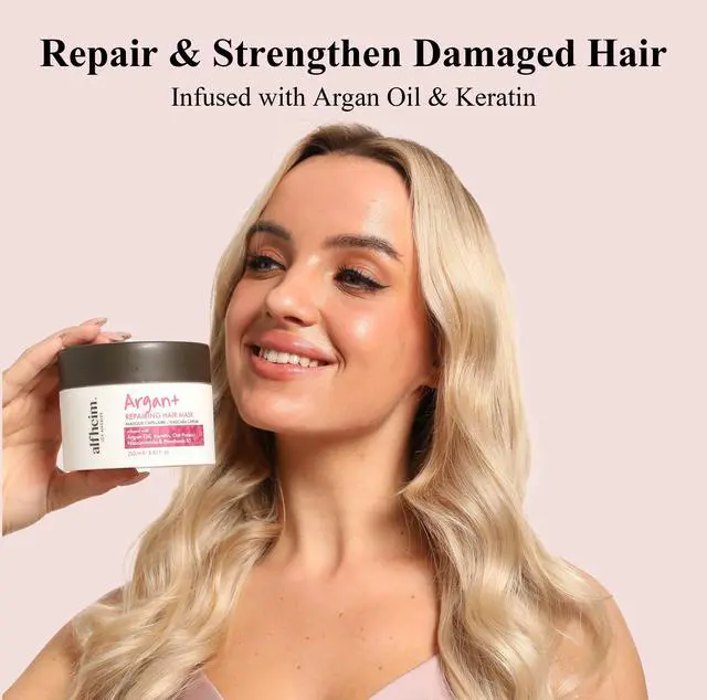 Alt view image 3 of 7 - ALFHEIM Argan Repairing Hair Mask | Deep Nourishing & Moisturizing Treatment for Dry, Damaged Hair | Infused with Argan Oil, Keratin & Oat Protein | Anti-Frizz & Strengthening Formula | 8.45 oz
