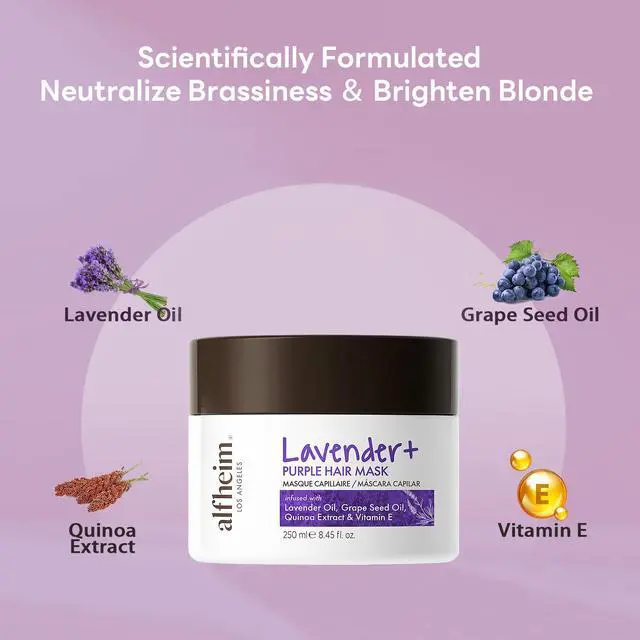 Alt view image 4 of 7 - ALFHEIM Lavender Purple Hair Mask | Neutralizes Brass & Yellow Tones | Deep Moisturizing & Repairing for Blonde, Bleached & Silver Hair | Infused with Lavender Oil, Grape Seed Oil & Vitamin E 8.45 oz