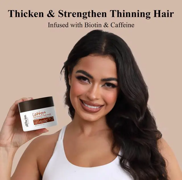 Alt view image 4 of 7 - Alfheim Coffee+ Thickening Hair Mask | Biotin & Caffeine for Fine & Thinning Hair | Deep Conditioning & Strengthening Treatment | Moisturizes, Repairs & Adds Volume | Sulfate-Free & Color-Safe 8.45 oz