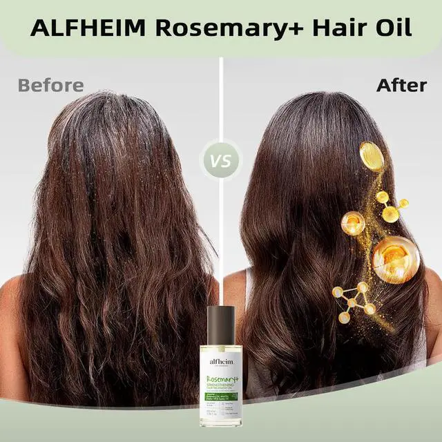 Alt view image 5 of 7 - Alfheim Rosemary+ Pre-Wash Hair Treatment Oil | Botanical Blend with Castor & Grape Seed Oils | Scalp Nourishment & Hair Protection | Lightweight, Non-Greasy | For Dry Scalp, Thinning Hair | 100ml