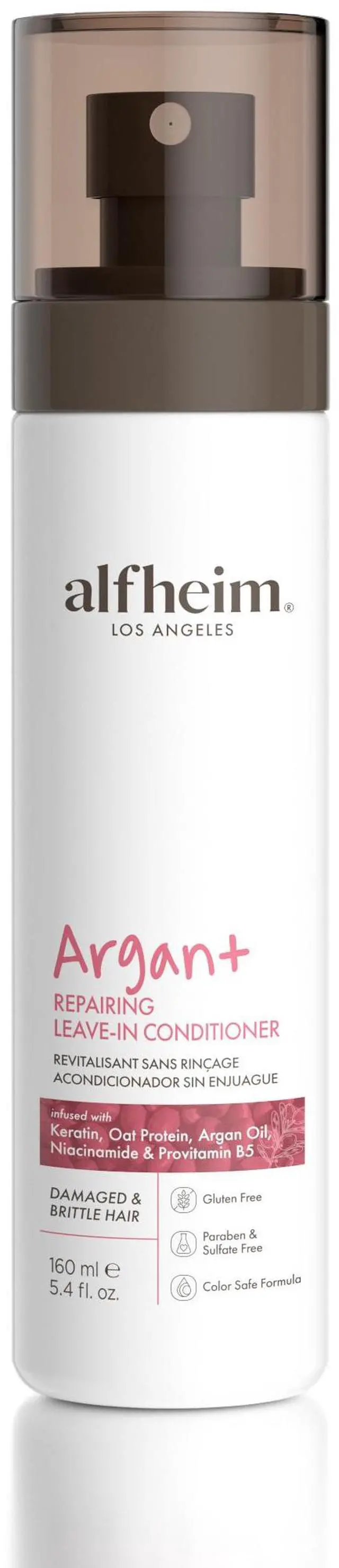 Main image of ALFHEIM Argan+ Repairing Leave-In Conditioner | Lightweight Hair Detangler & Anti-Frizz Spray | Moisturizing & Nourishing with Argan Oil, Keratin, Niacinamide | For Dry, Damaged, Frizzy Hair | 5.4 oz